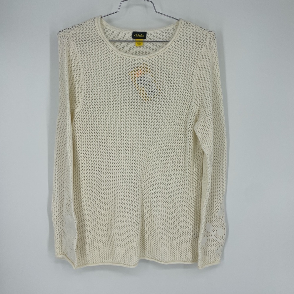 Cabelas open knit long tunic sweater cotton